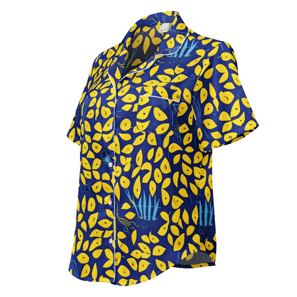 Midnight Lemon on Women's Short Sleeve Pajama Top — Left Front