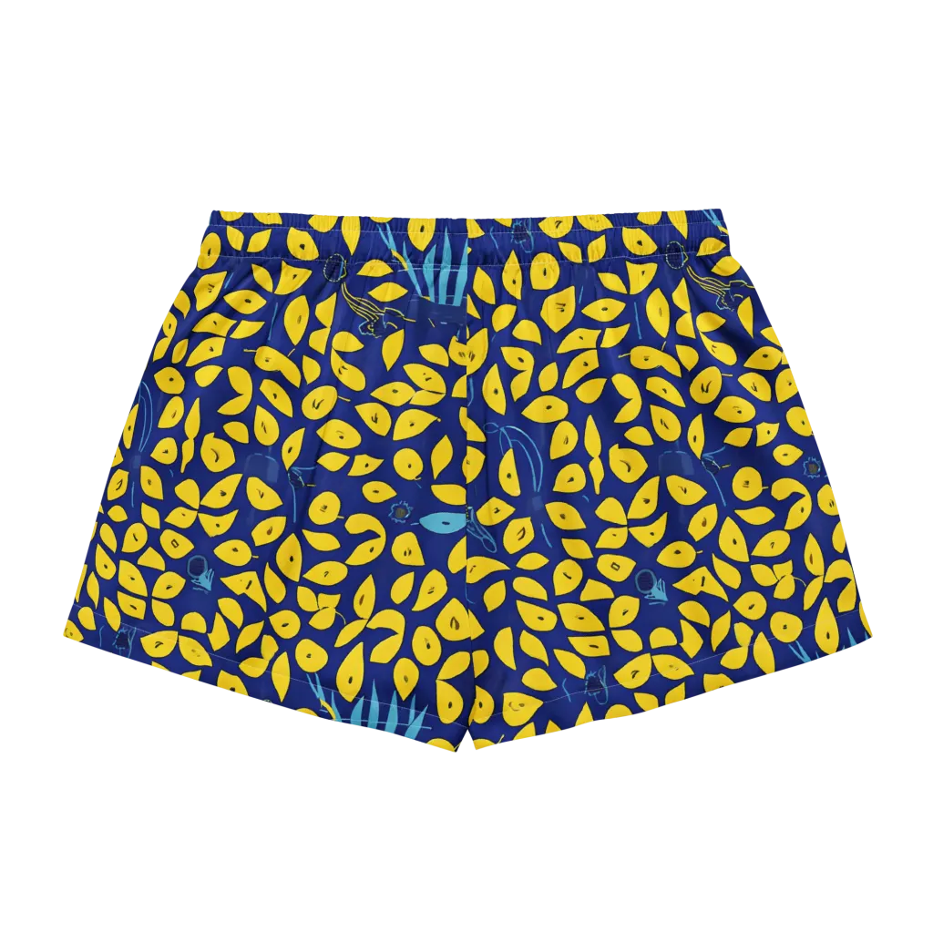 Midnight Lemon on Women's Pajama Shorts — Back