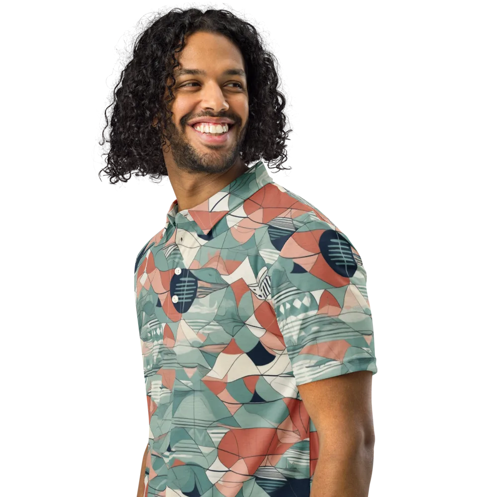Sage Frequency on Men's Slim Fit Polo Shirt — Left Front