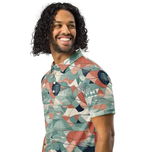 Sage Frequency on a Men's Slim Fit Polo Shirt