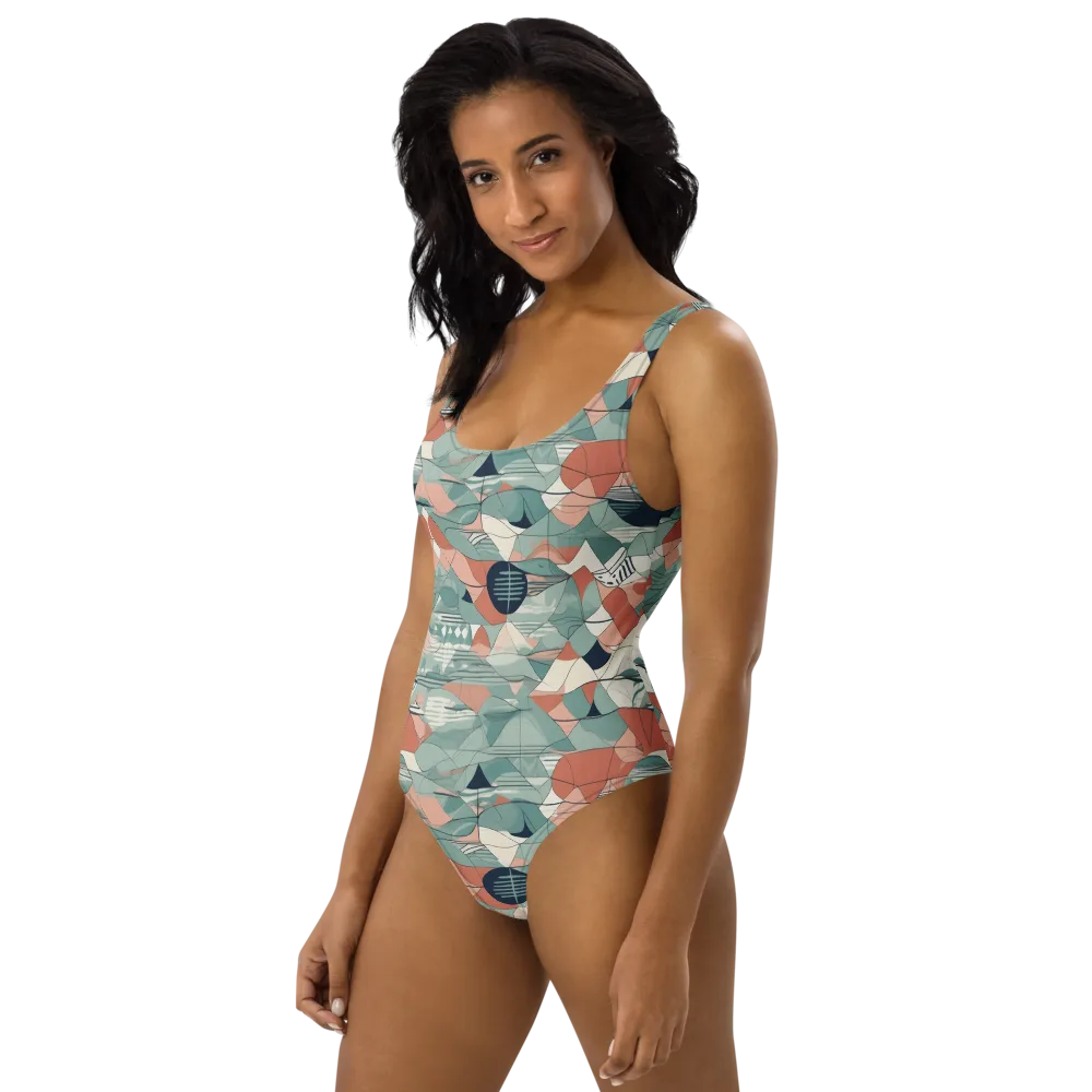 Sage Frequency on One-Piece Swimsuit — Left