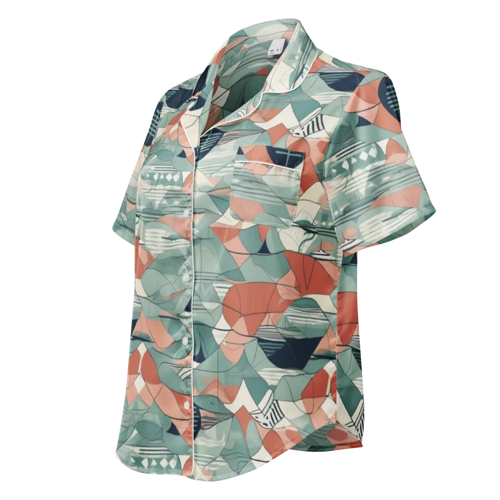Sage Frequency on Women's Short Sleeve Pajama Top — Left Front