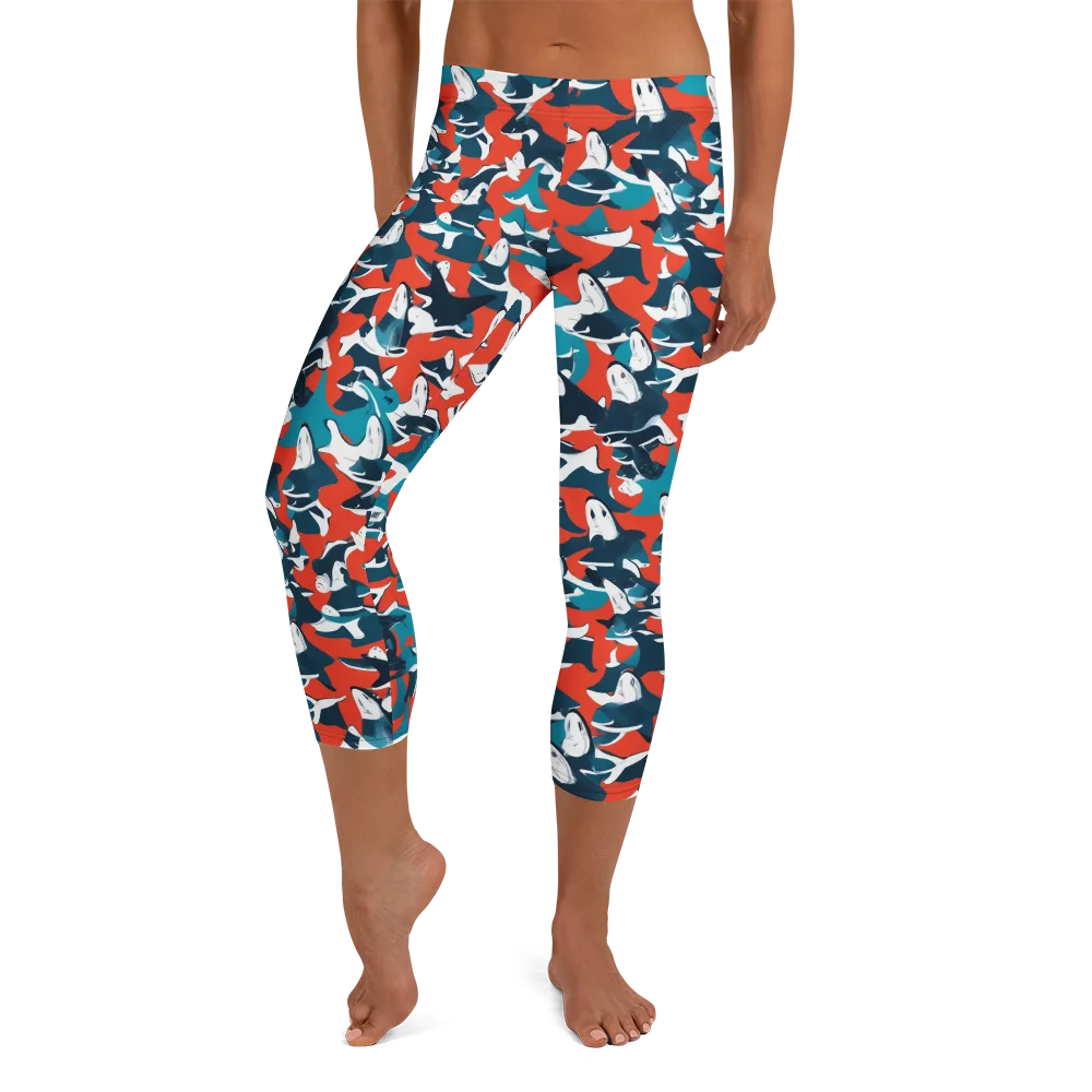 Riptide Arcade on Capri Leggings — Front