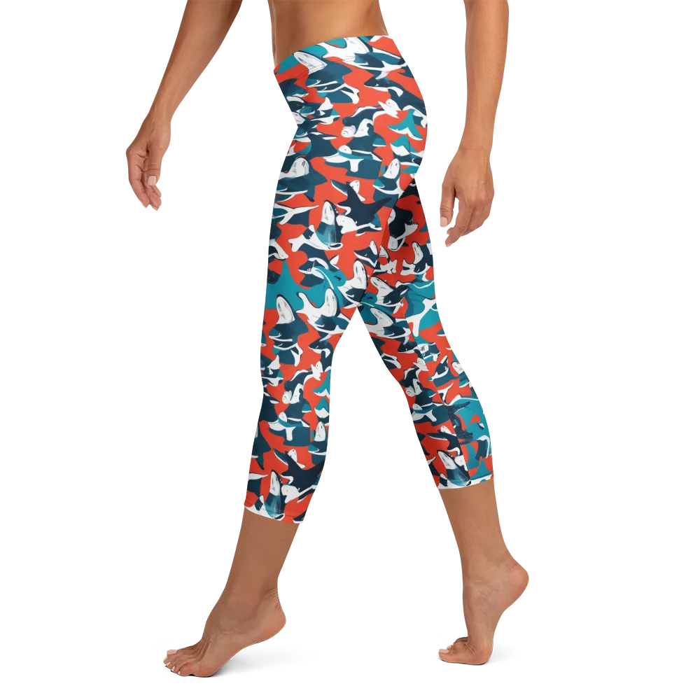 Riptide Arcade on Capri Leggings — Left