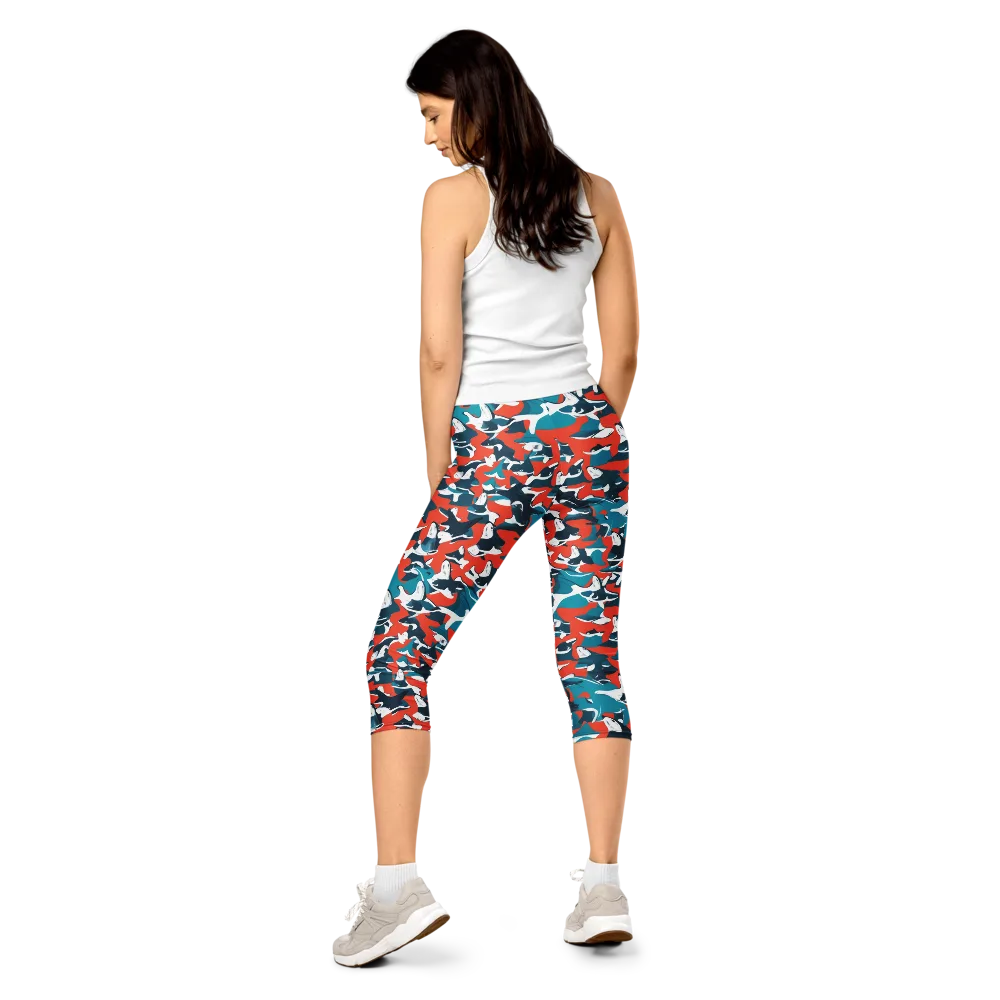 Riptide Arcade on Capri Leggings — Back