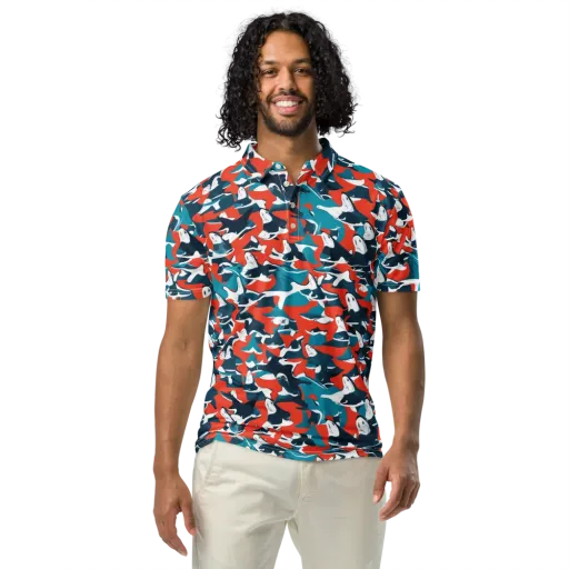 Riptide Arcade on a Men's Slim Fit Polo Shirt