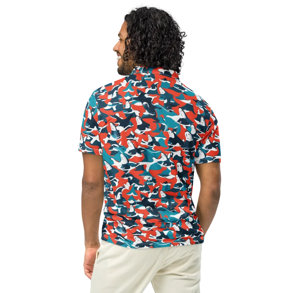 Riptide Arcade on Men's Slim Fit Polo Shirt — Back