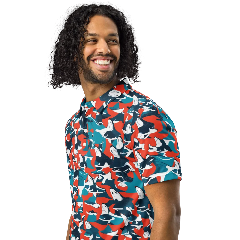 Riptide Arcade on Men's Slim Fit Polo Shirt — Left Front