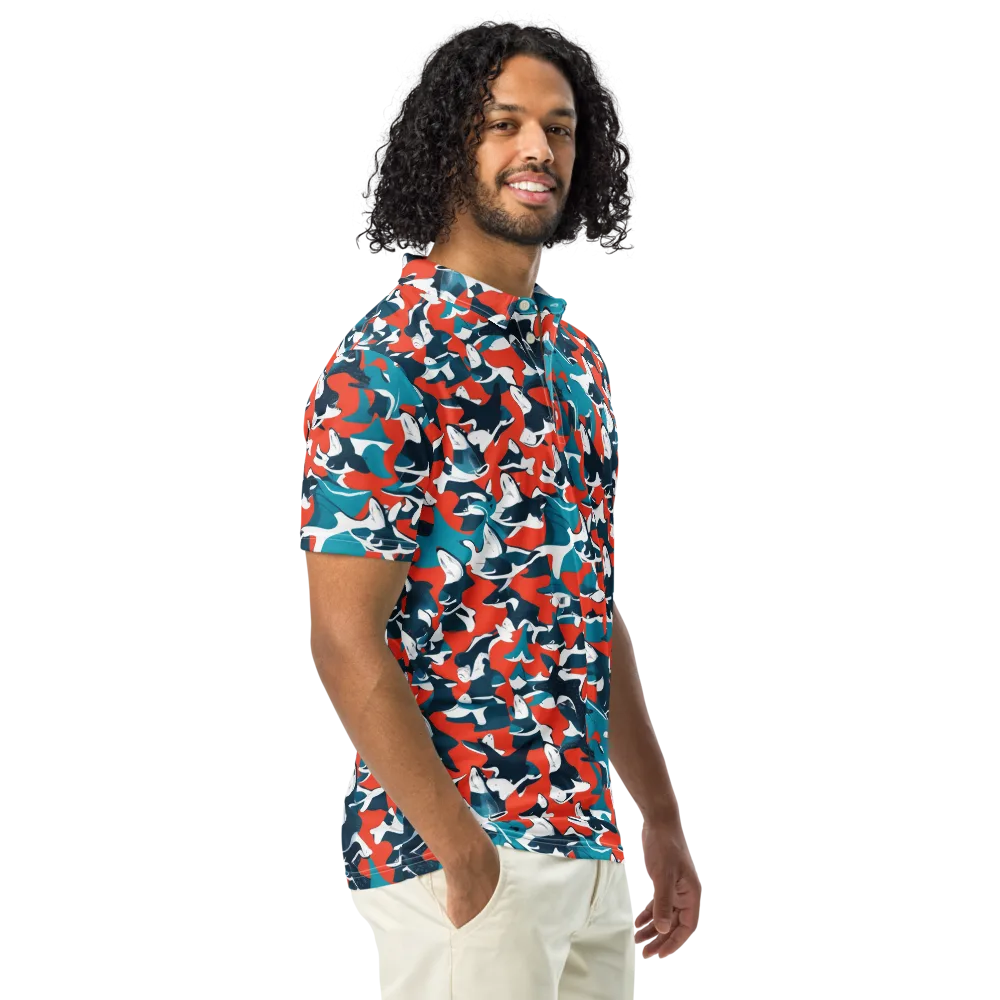 Riptide Arcade on Men's Slim Fit Polo Shirt — Right Front