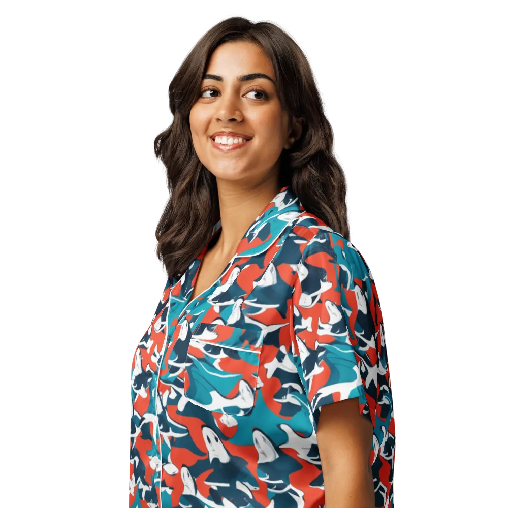 Riptide Arcade on Women's Short Sleeve Pajama Top — Left Front