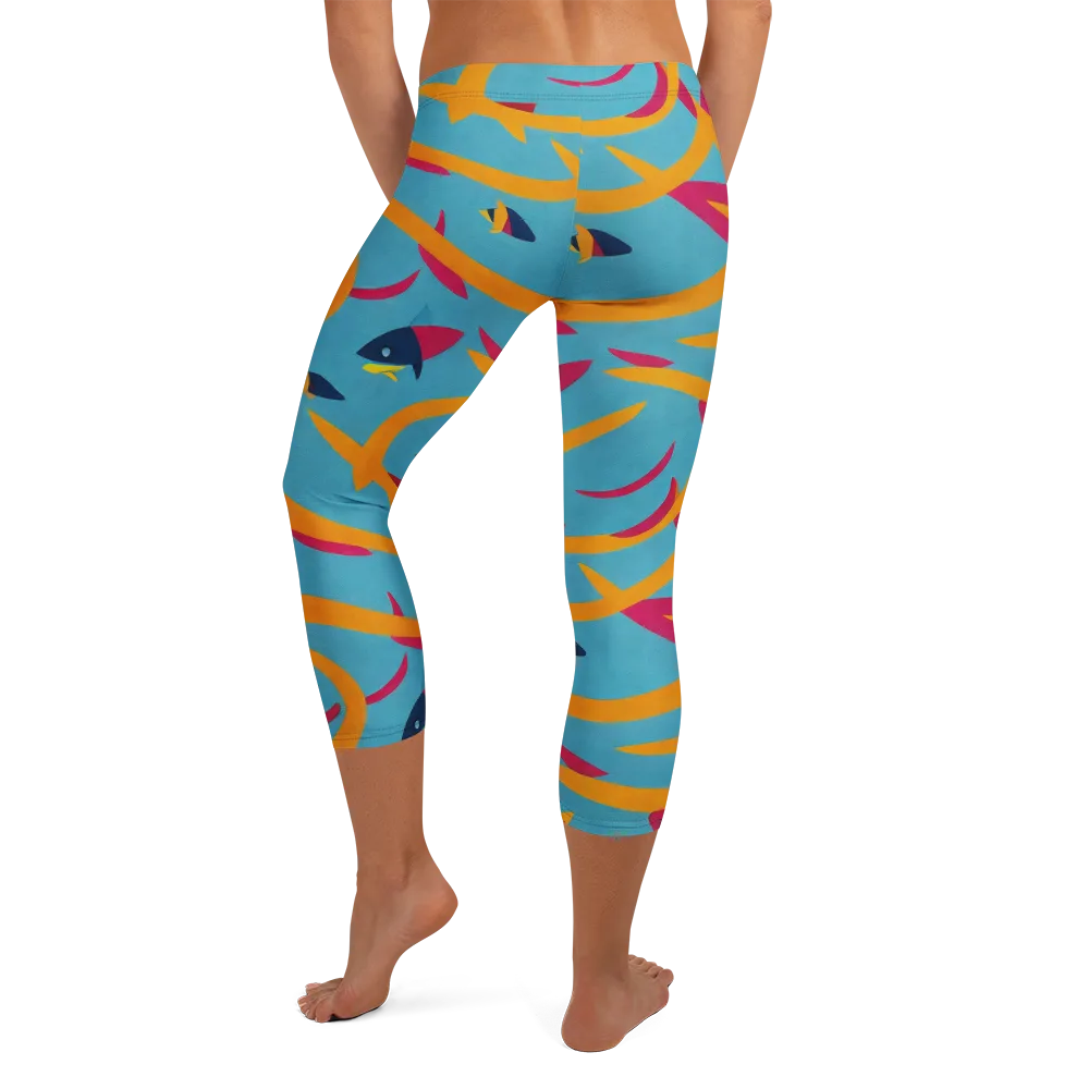 Sunlit Shoal on Capri Leggings — Back