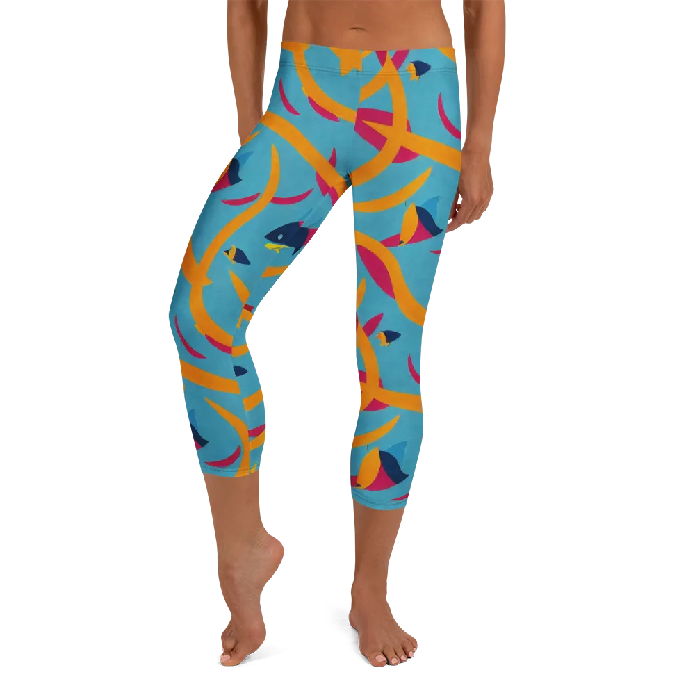 Sunlit Shoal on Capri Leggings — Front