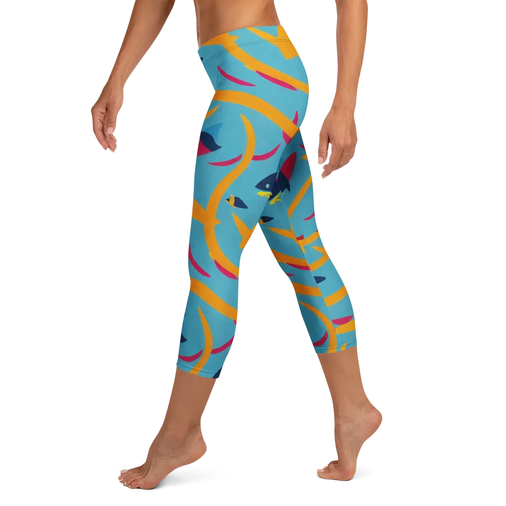 Sunlit Shoal on Capri Leggings — Left