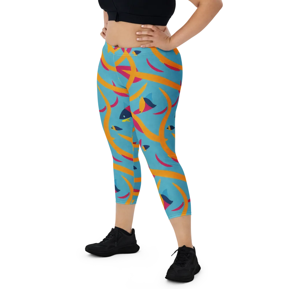 Sunlit Shoal on Capri Leggings — Front