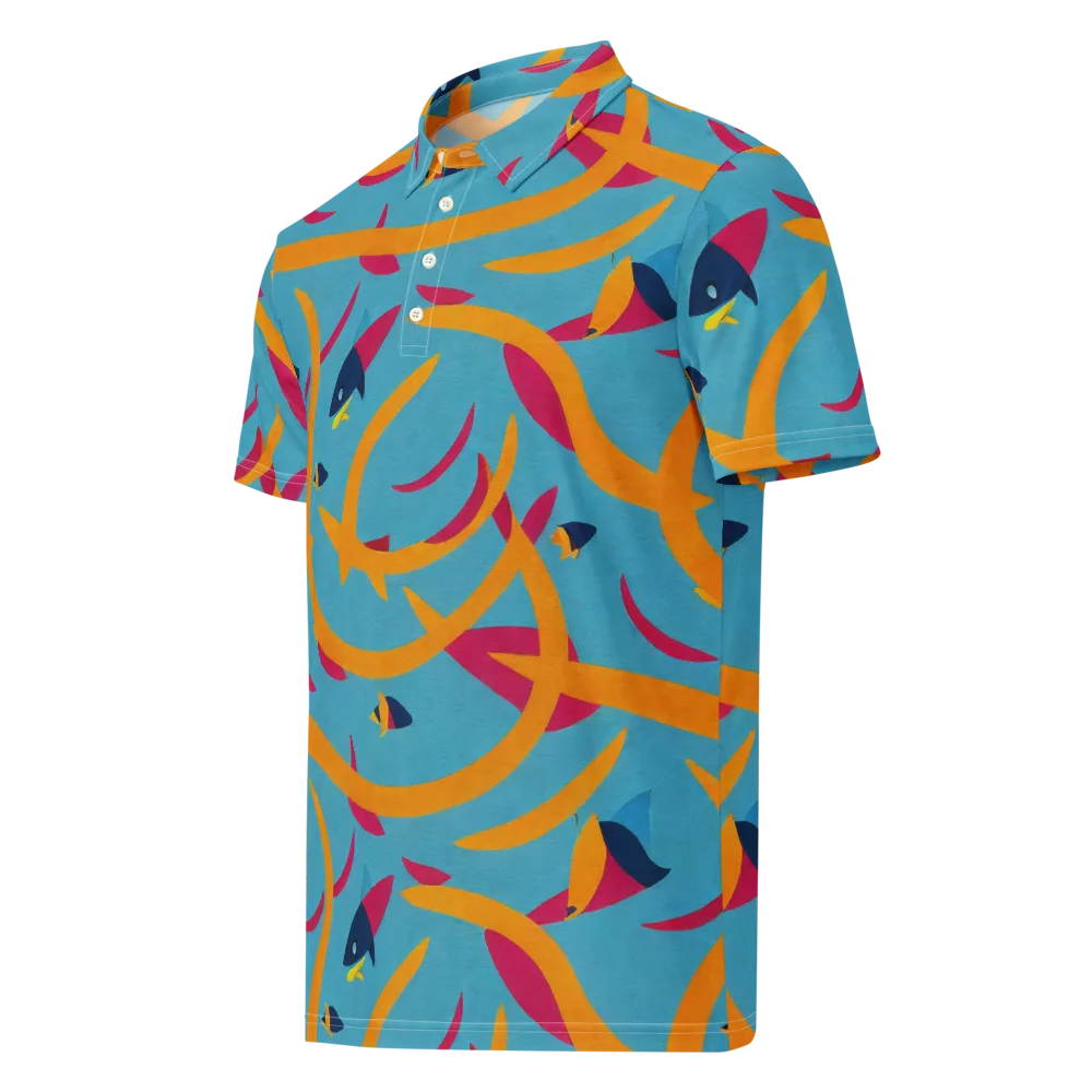 Sunlit Shoal on Men's Slim Fit Polo Shirt — Left Front