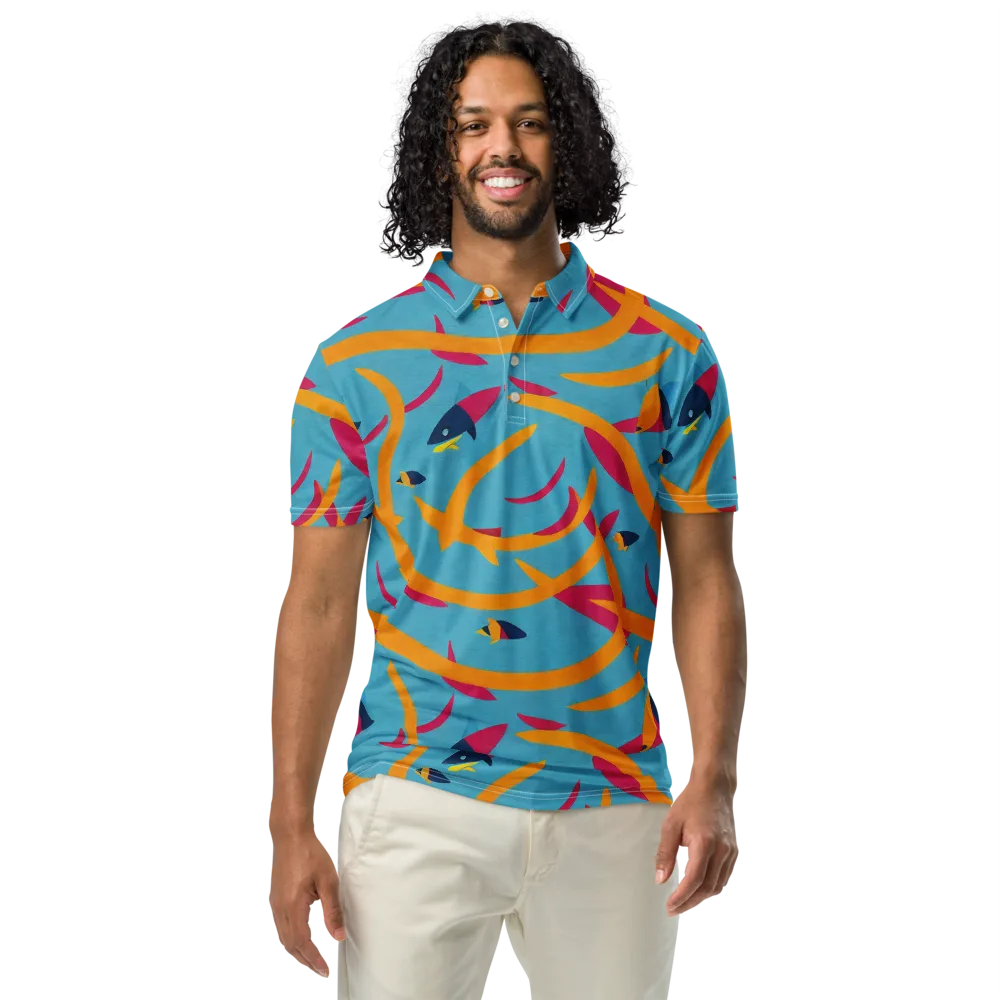 Sunlit Shoal on Men's Slim Fit Polo Shirt — Front