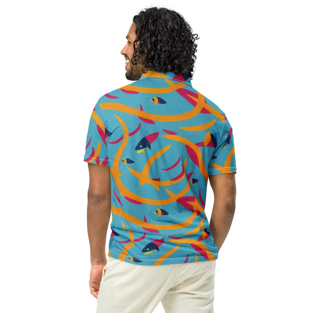 Sunlit Shoal on Men's Slim Fit Polo Shirt — Back