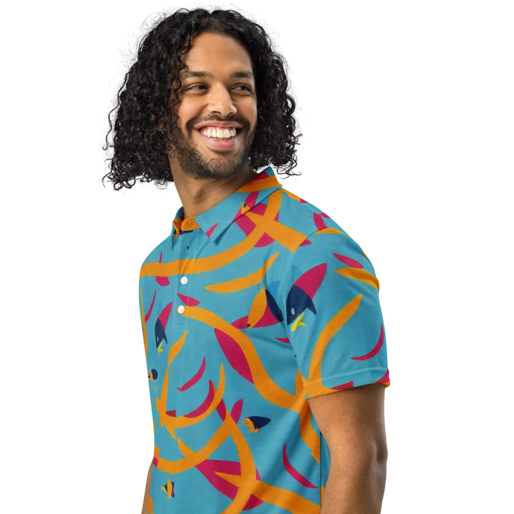 Sunlit Shoal on Men's Slim Fit Polo Shirt — Left Front