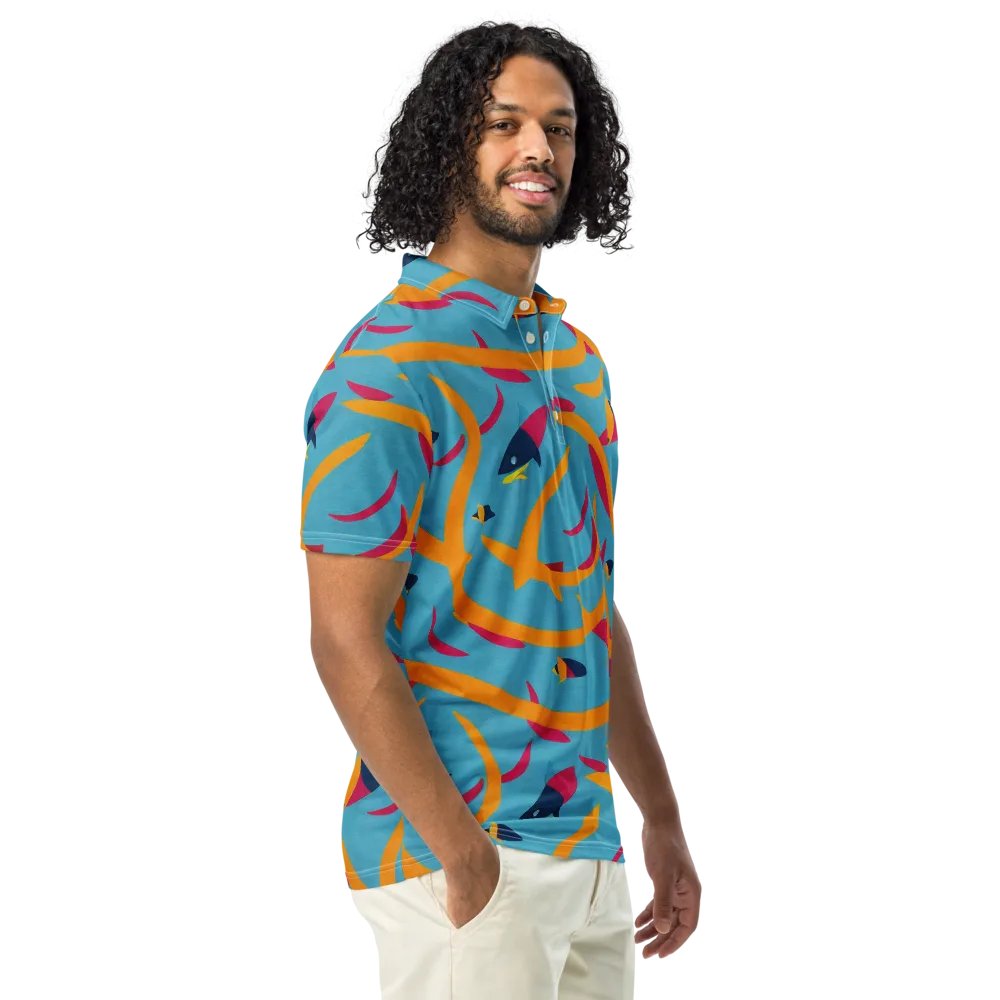 Sunlit Shoal on Men's Slim Fit Polo Shirt — Right Front