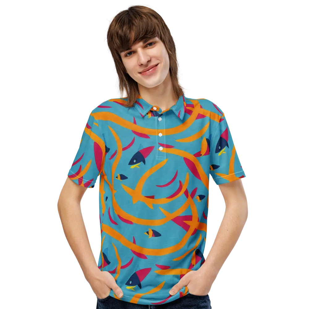Sunlit Shoal on Men's Slim Fit Polo Shirt — Front
