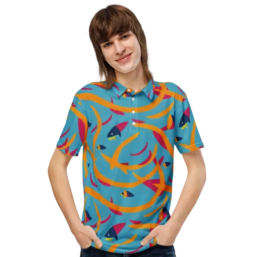 Sunlit Shoal on a Men's Slim Fit Polo Shirt