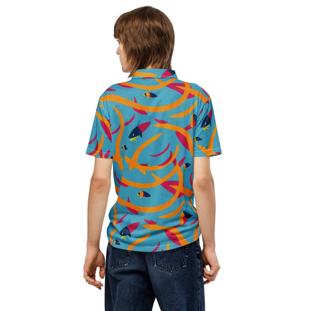 Sunlit Shoal on Men's Slim Fit Polo Shirt — Back