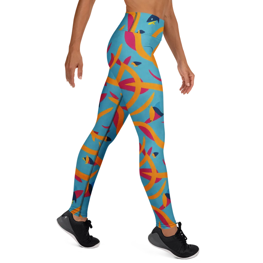 Sunlit Shoal on Yoga Leggings — Right
