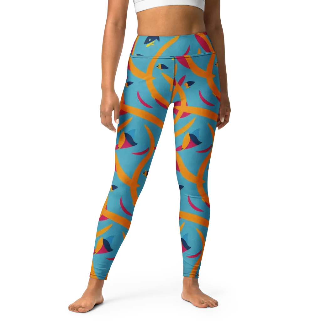 Sunlit Shoal on Yoga Leggings — Front