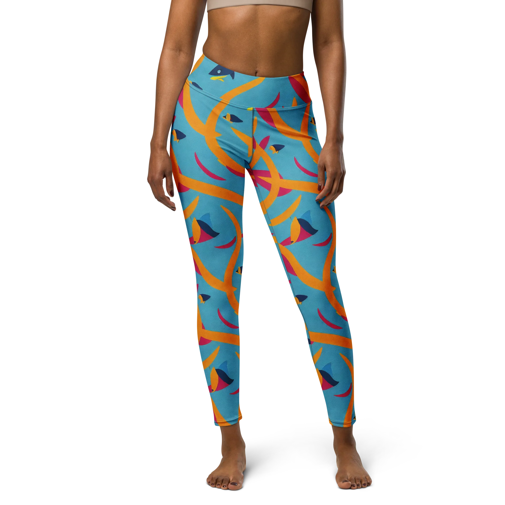 Sunlit Shoal on Yoga Leggings — Front