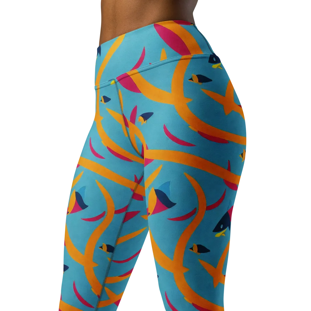 Sunlit Shoal on Yoga Leggings — Left Front