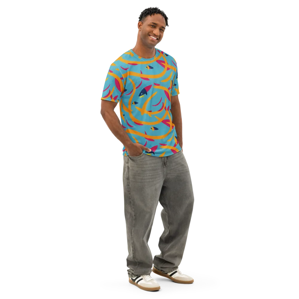 Sunlit Shoal on Men's Cotton Crew Neck T-Shirt — Right Front