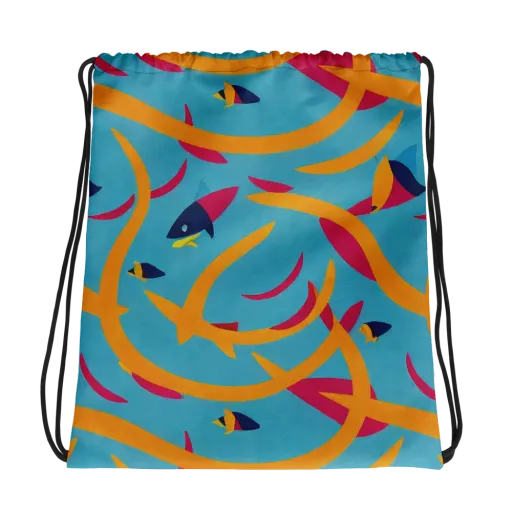 Sunlit Shoal on a Drawstring Bag