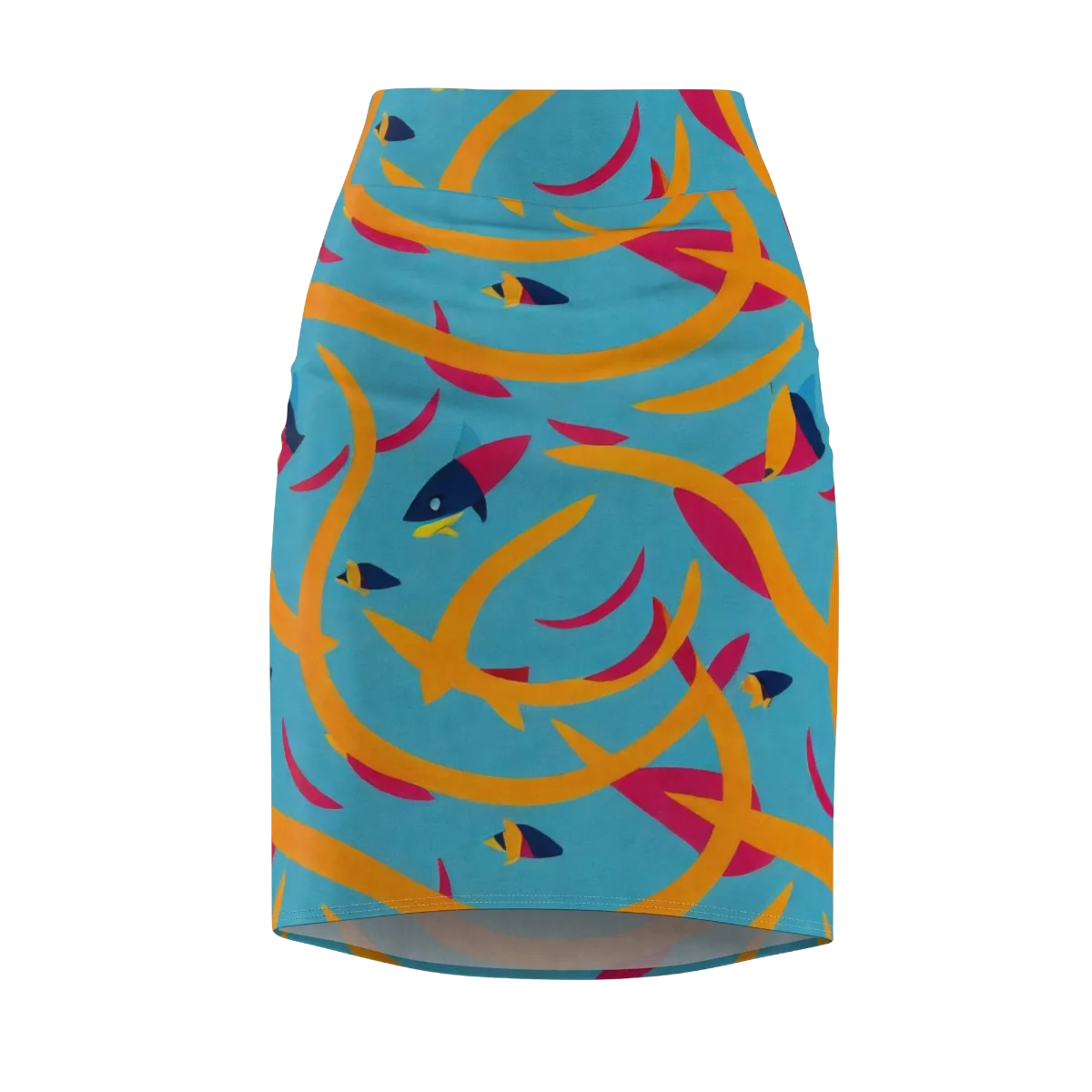 Sunlit Shoal on Pencil Skirt — Front