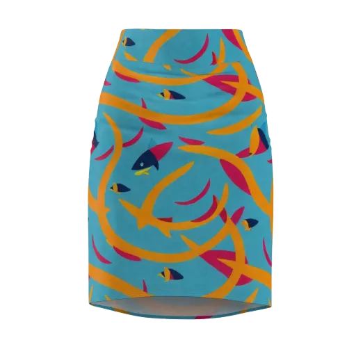 Sunlit Shoal on a Pencil Skirt
