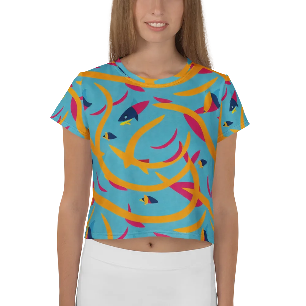 Sunlit Shoal on Crop Tee — Front