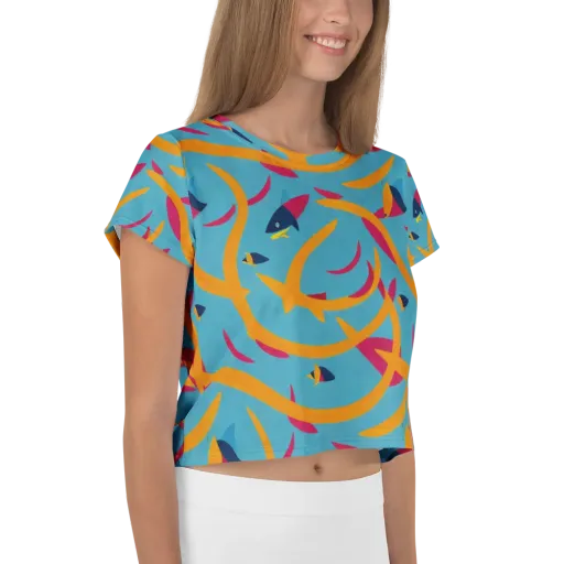 Sunlit Shoal on a Crop Tee