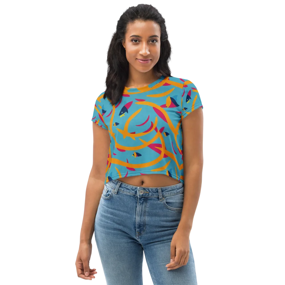 Sunlit Shoal on Crop Tee — Front