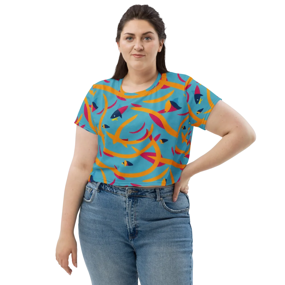 Sunlit Shoal on Crop Tee — Front