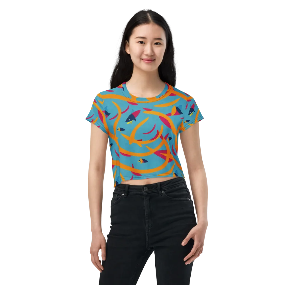 Sunlit Shoal on Crop Tee — Front