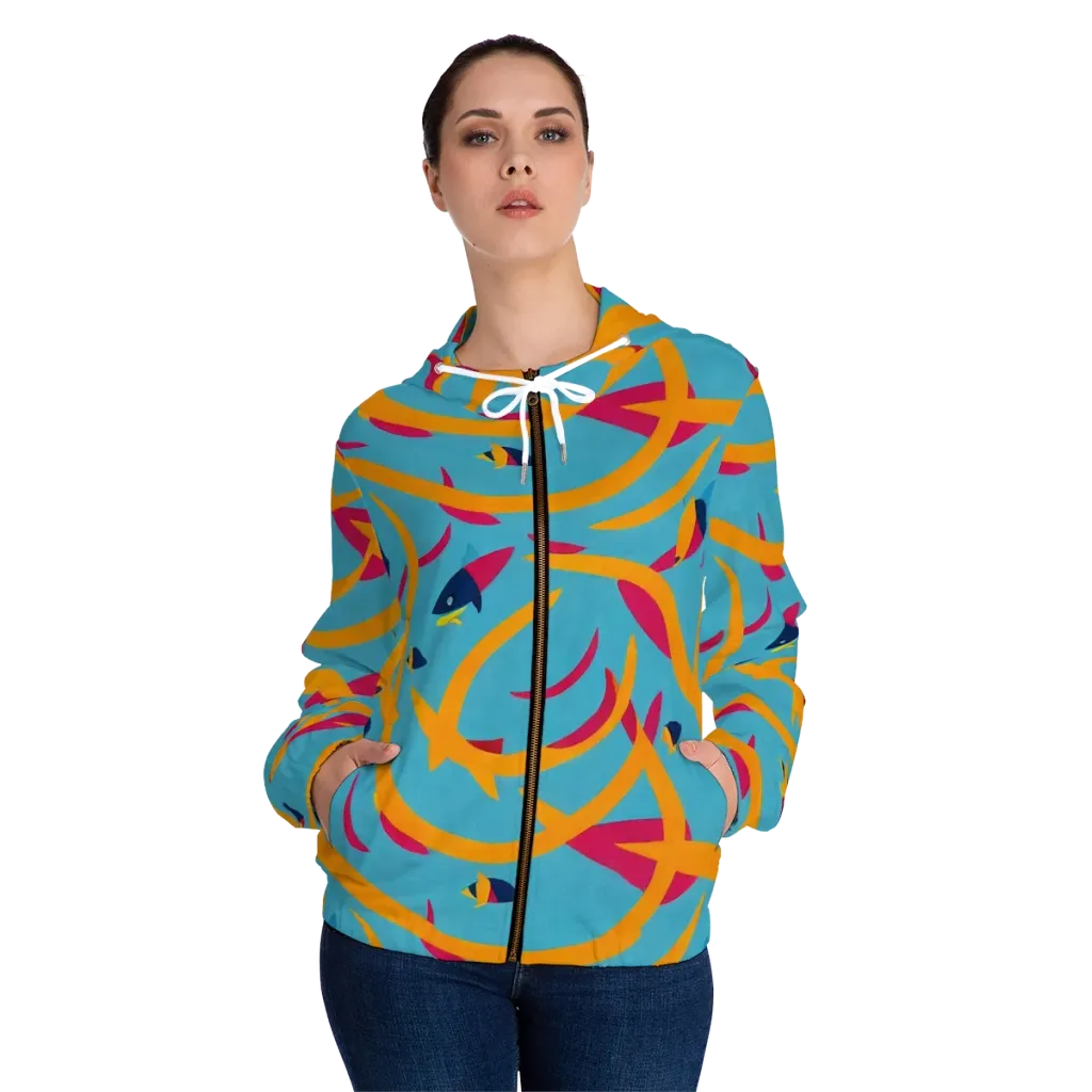Sunlit Shoal on Women's Full-Zip Hoodie — Front On Person