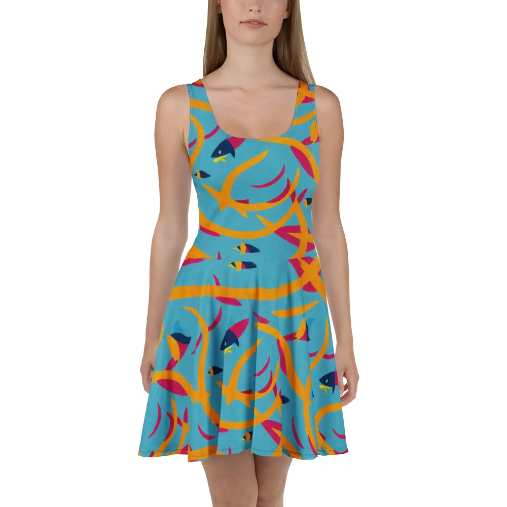 Sunlit Shoal on Skater Dress — Front