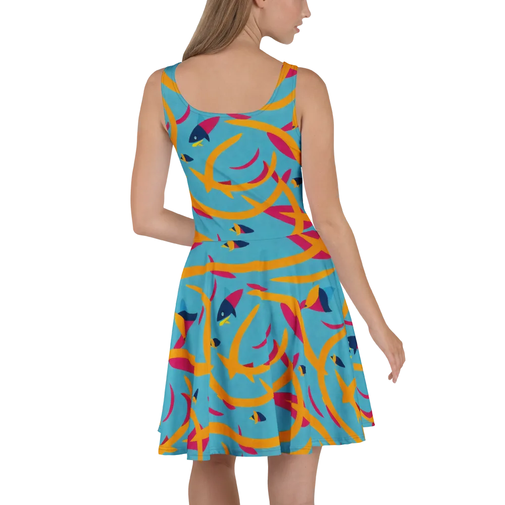 Sunlit Shoal on Skater Dress — Back