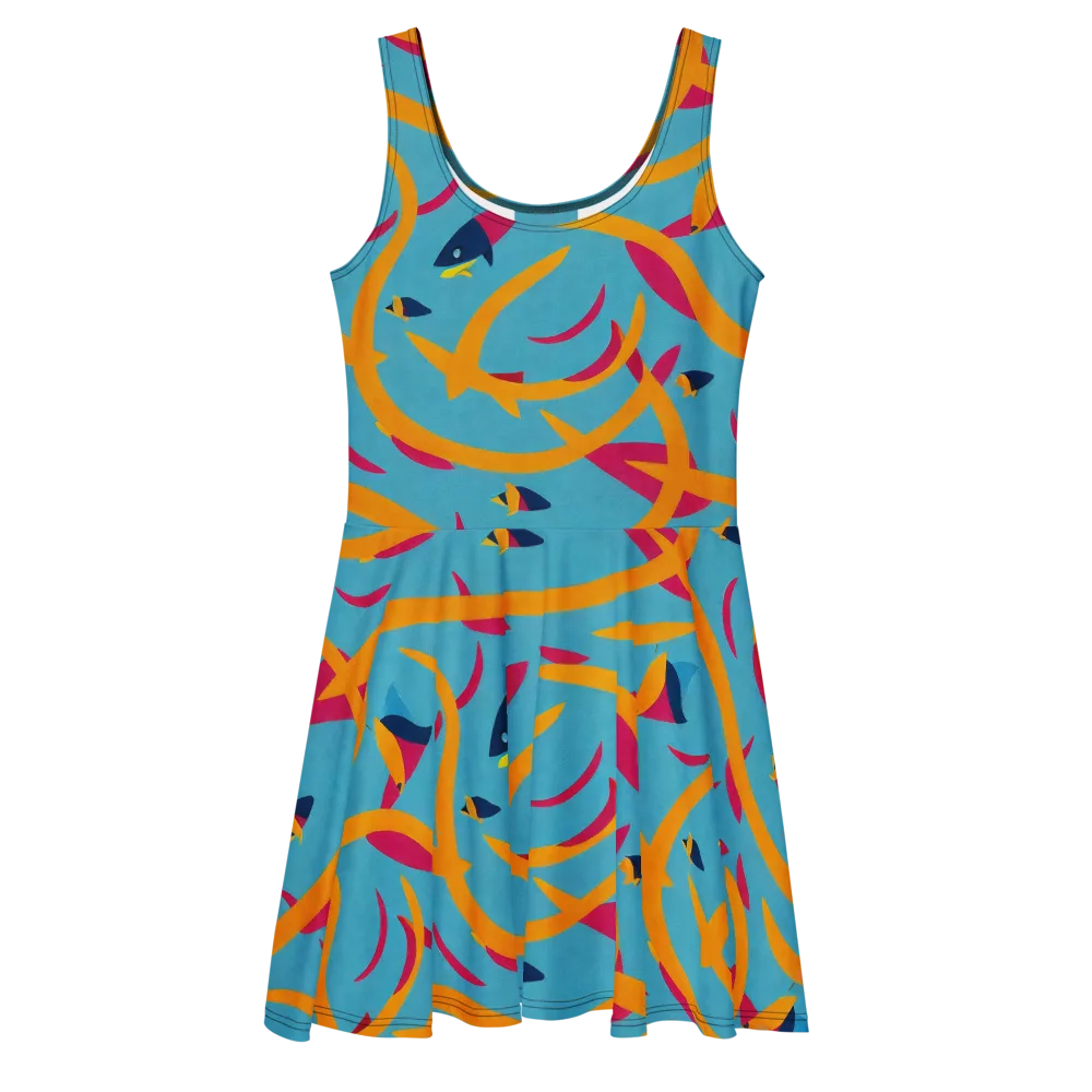 Sunlit Shoal on Skater Dress — Front