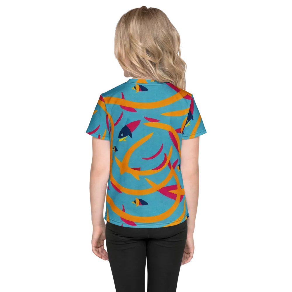 Sunlit Shoal on Kids Crew Neck T-Shirt — Back