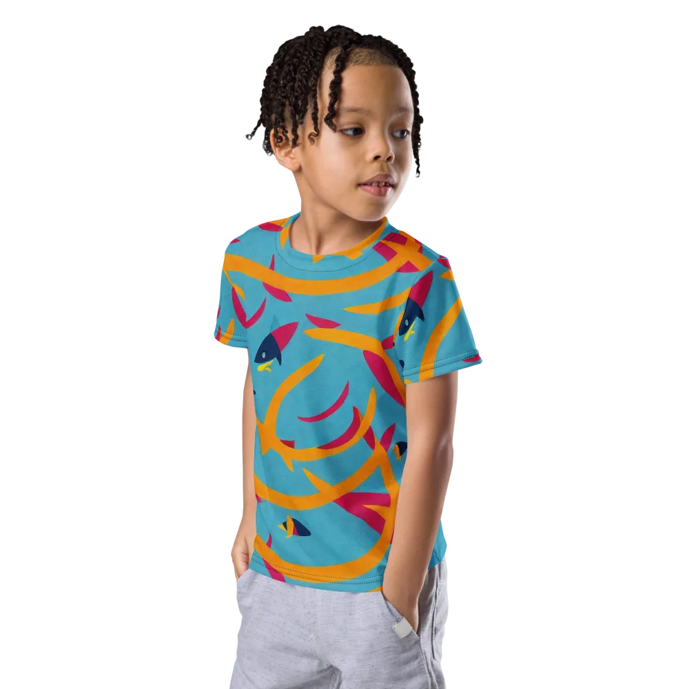 Sunlit Shoal on Kids Crew Neck T-Shirt — Left Front