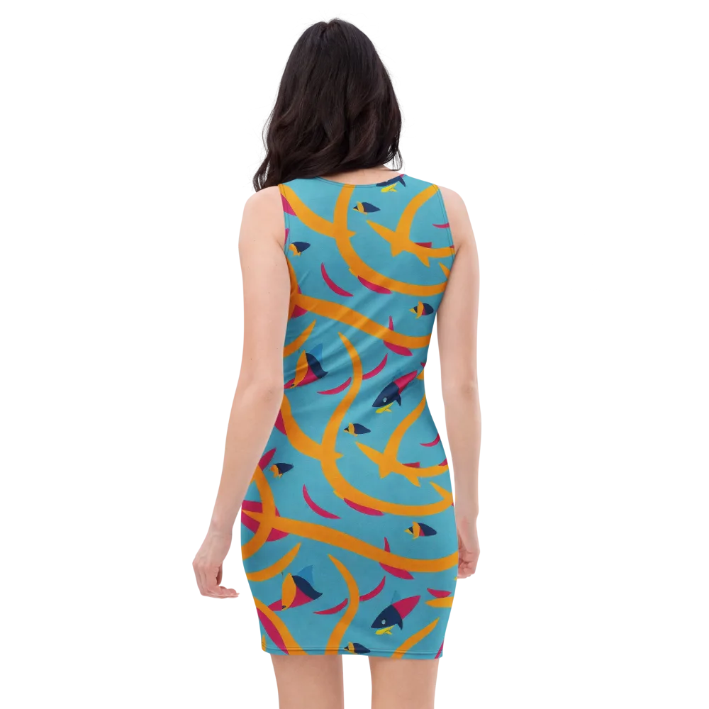 Sunlit Shoal on Bodycon Dress — Back