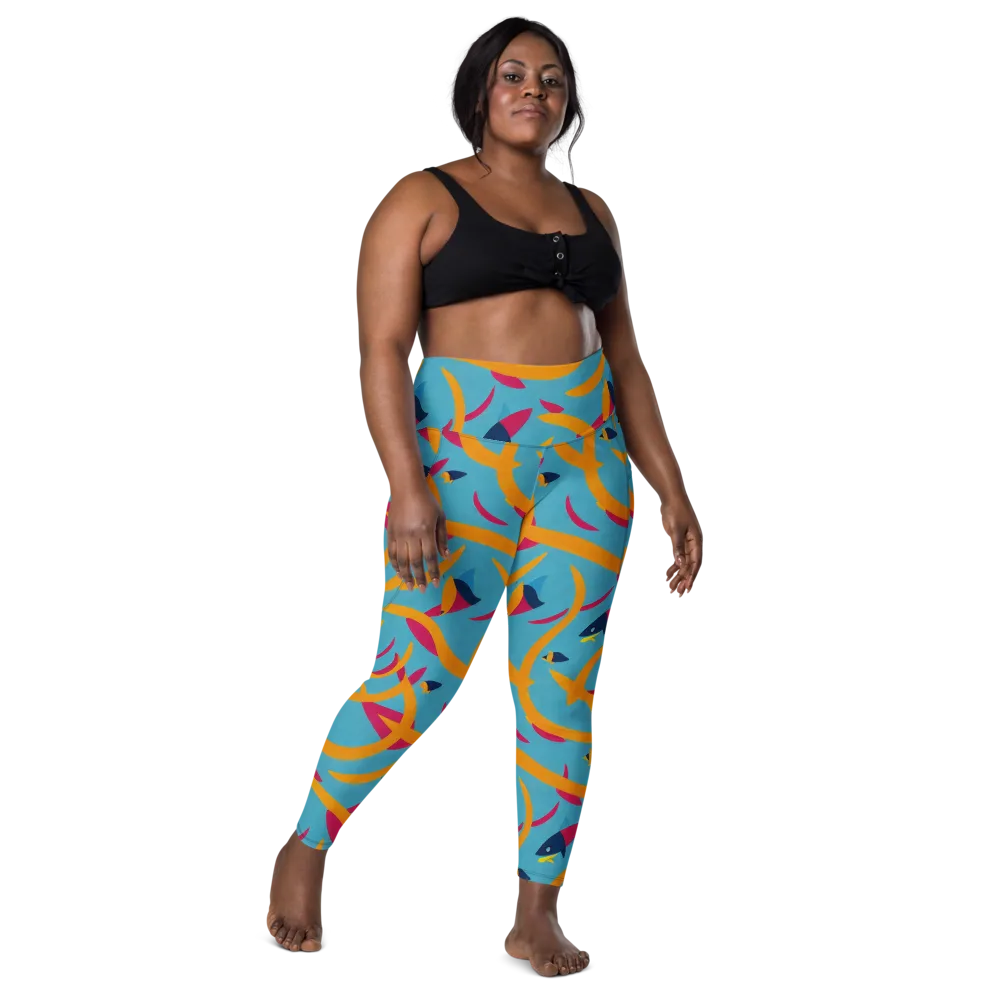 Sunlit Shoal on Leggings with Pockets — Front