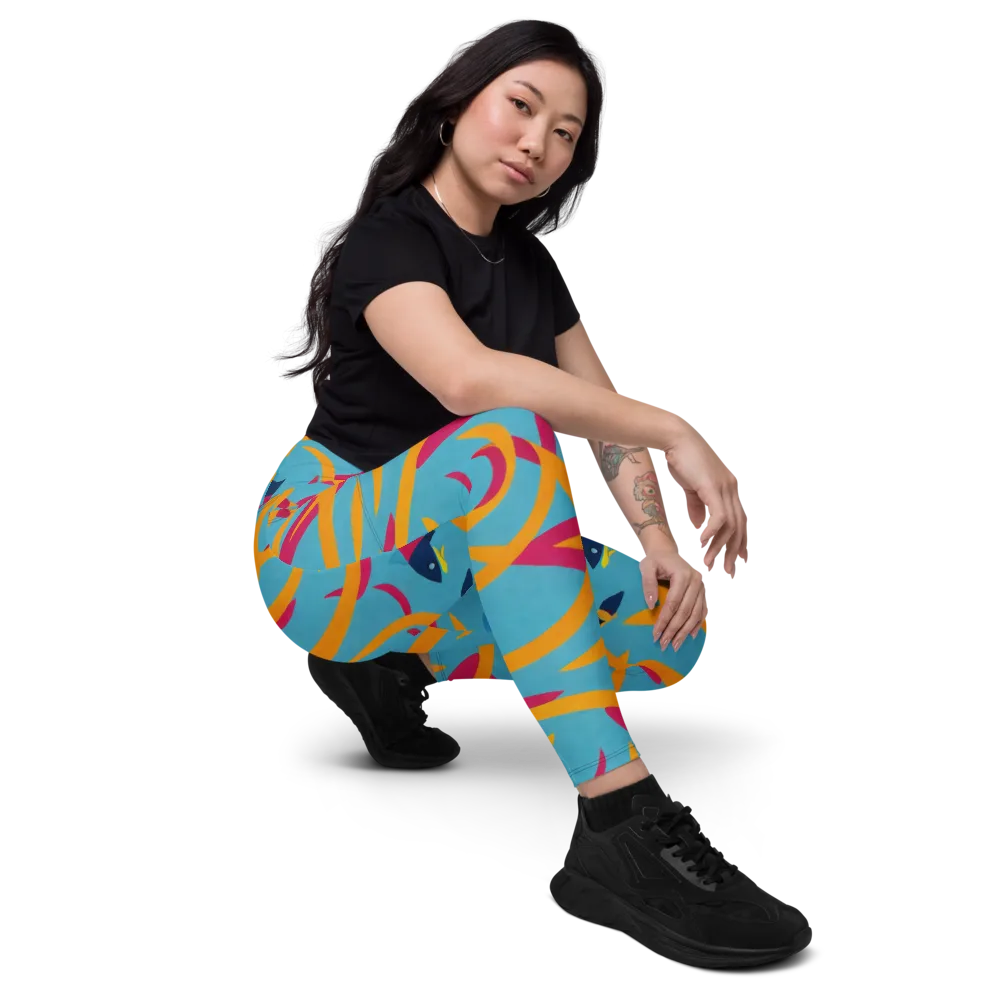 Sunlit Shoal on Leggings with Pockets — Right Front