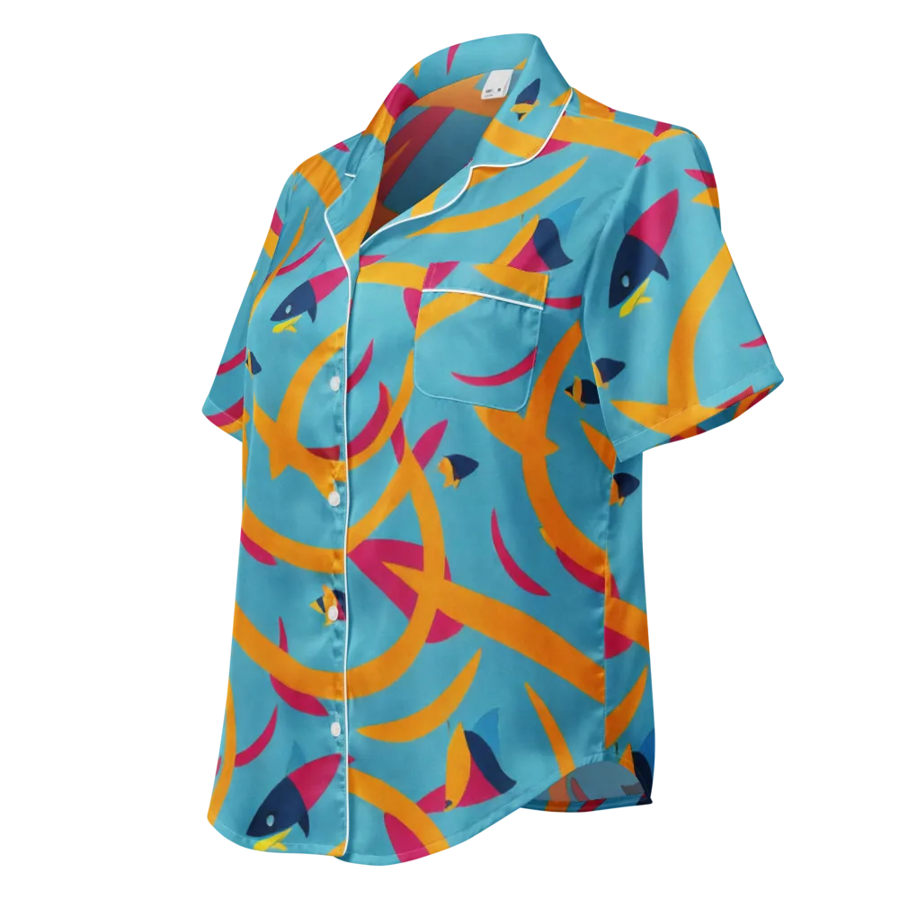 Sunlit Shoal on Women's Short Sleeve Pajama Top — Left Front