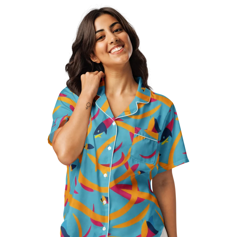 Sunlit Shoal on Women's Short Sleeve Pajama Top — Front